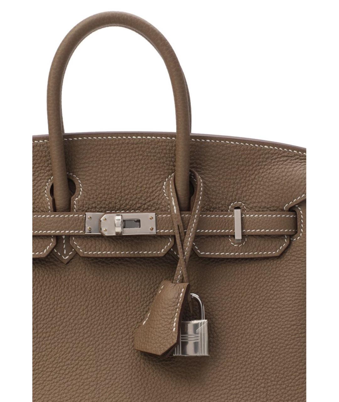 HERMES Бежевая кожаная сумка с короткими ручками, фото 5