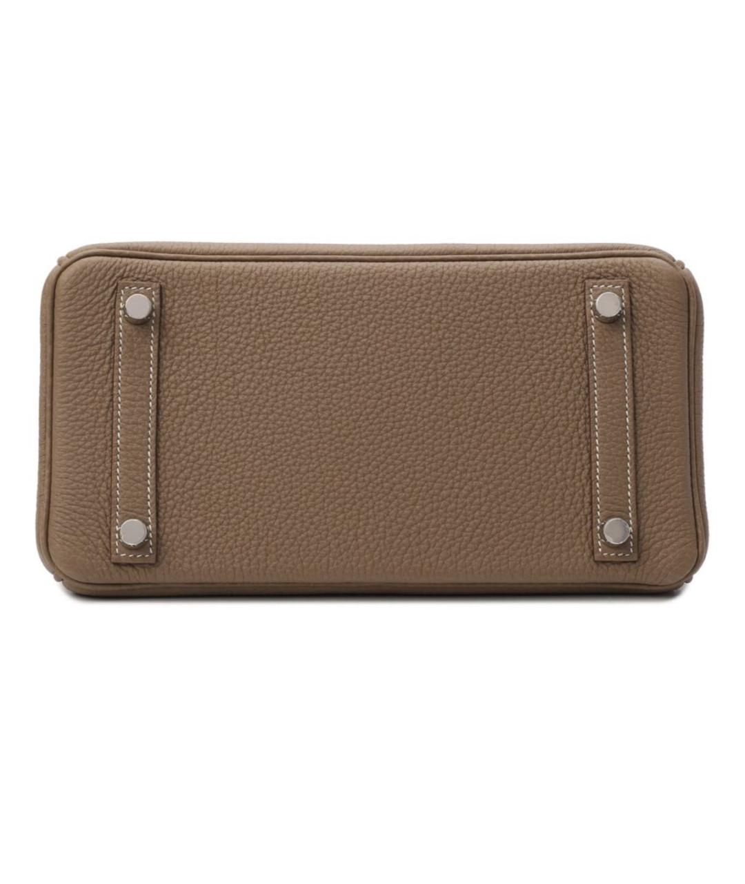 HERMES Бежевая кожаная сумка с короткими ручками, фото 4