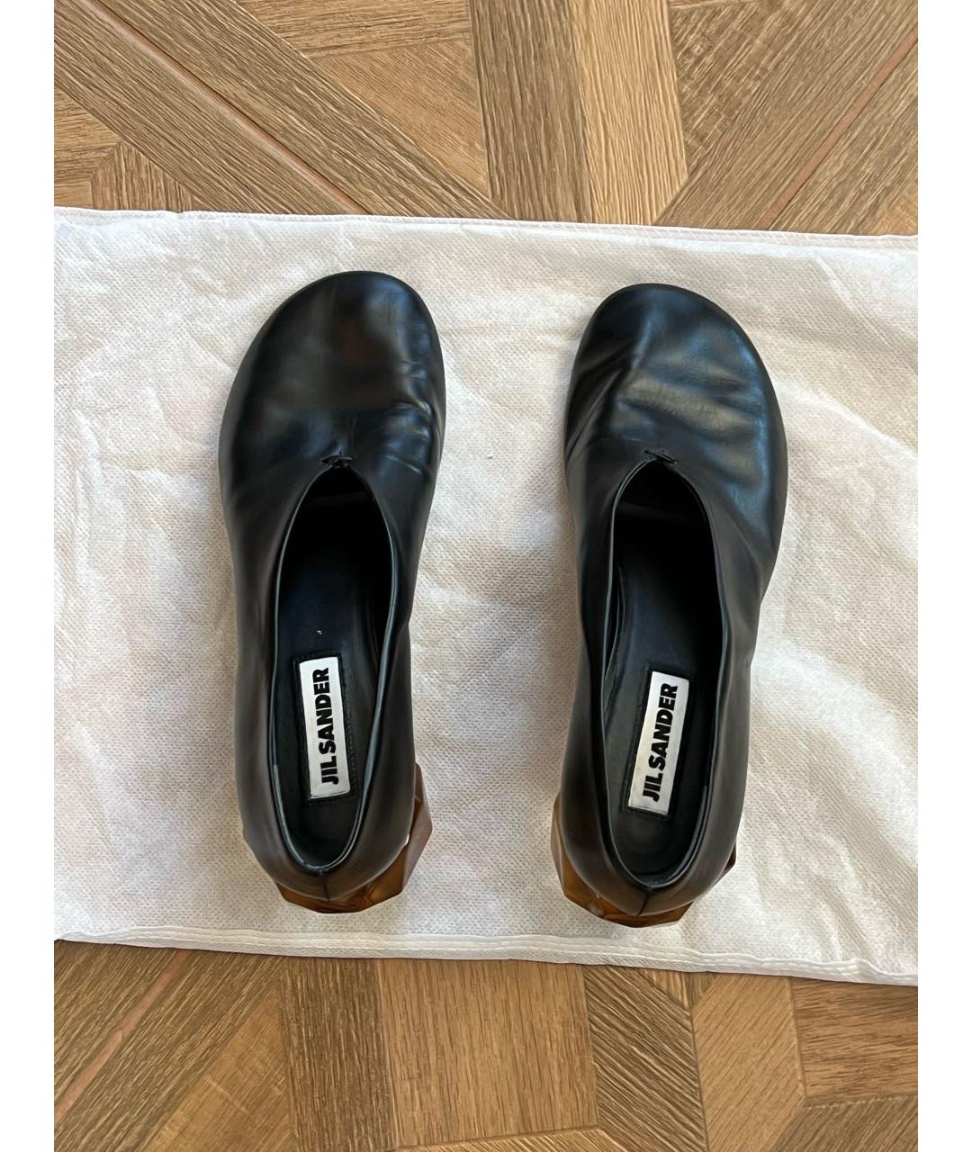 JIL SANDER Черные кожаные туфли, фото 2