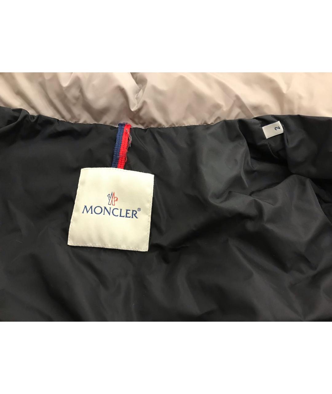 MONCLER Бежевый полиамидовый пуховик, фото 3