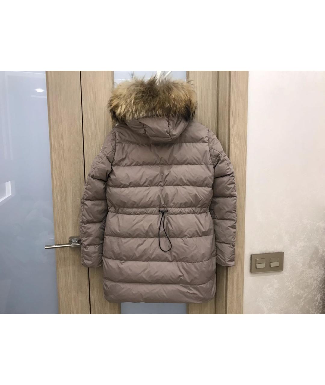 MONCLER Бежевый полиамидовый пуховик, фото 2