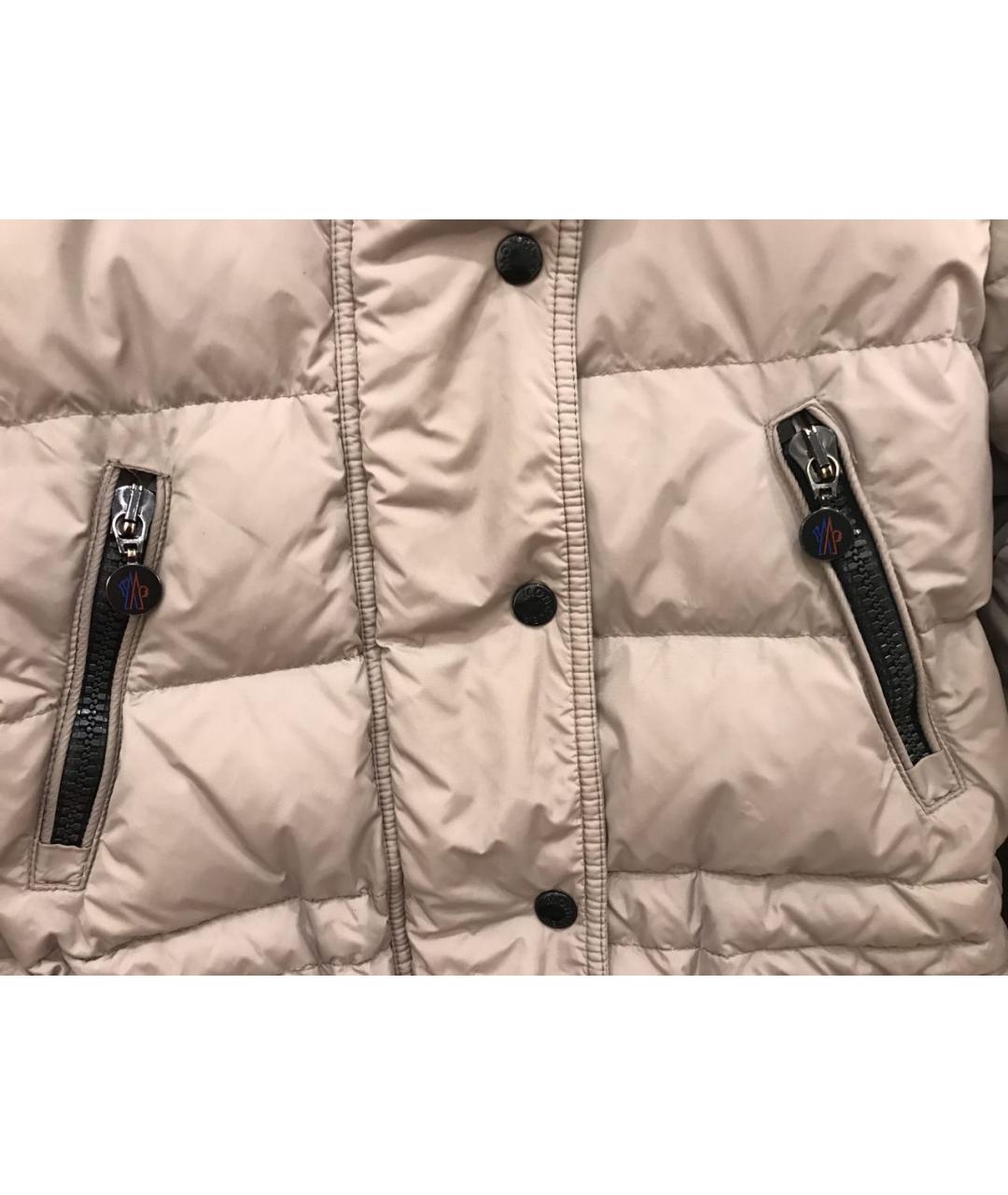 MONCLER Бежевый полиамидовый пуховик, фото 4