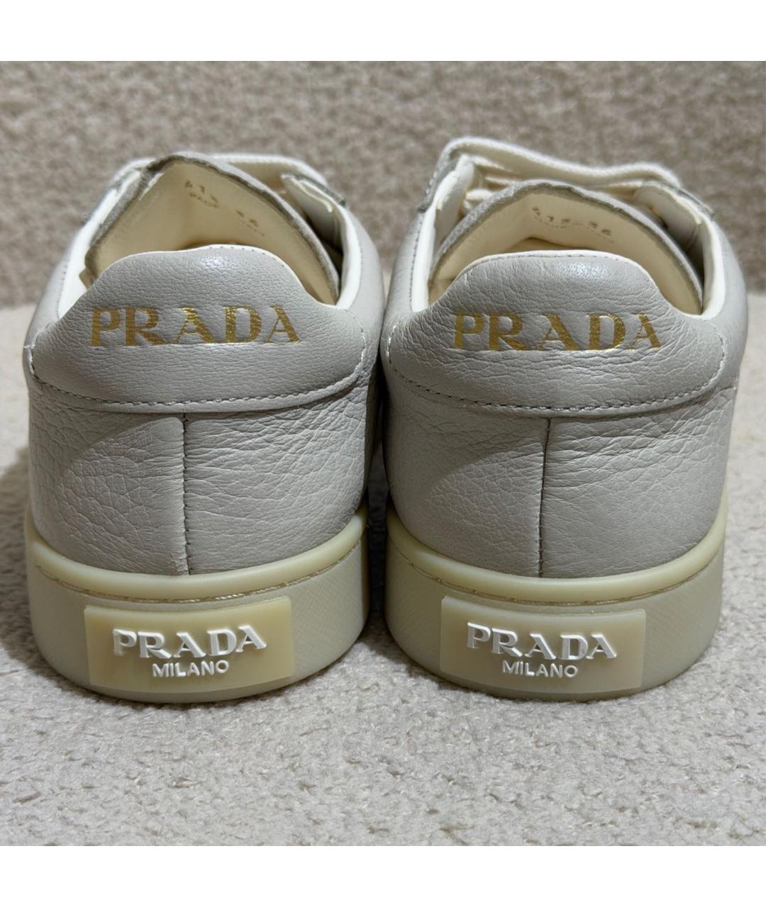 PRADA Серые кожаные кеды, фото 4