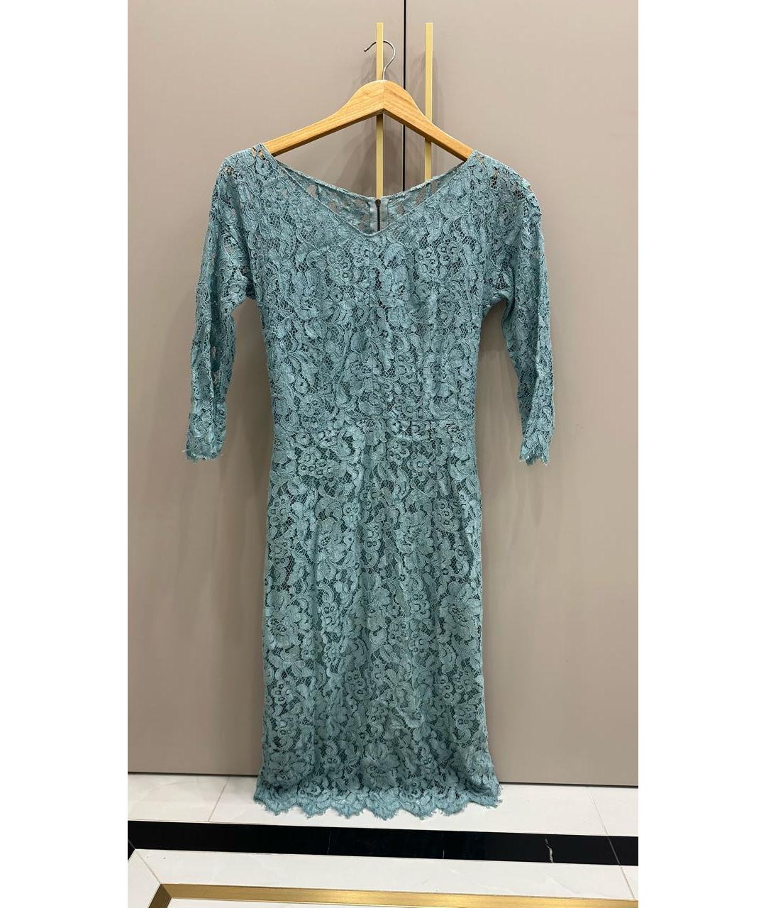 DOLCE&GABBANA Бирюзовое шелковое коктейльное платье, фото 4
