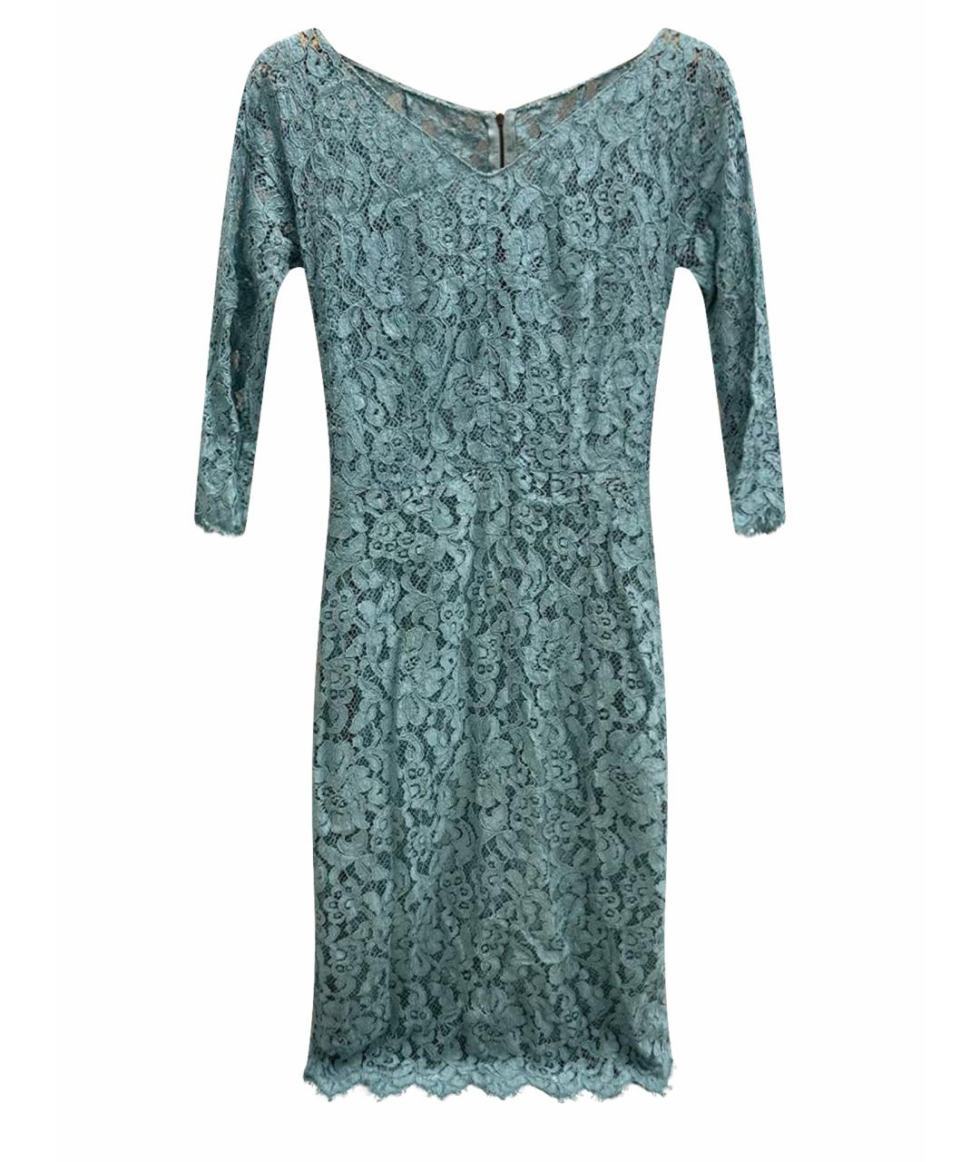 DOLCE&GABBANA Бирюзовое шелковое коктейльное платье, фото 1