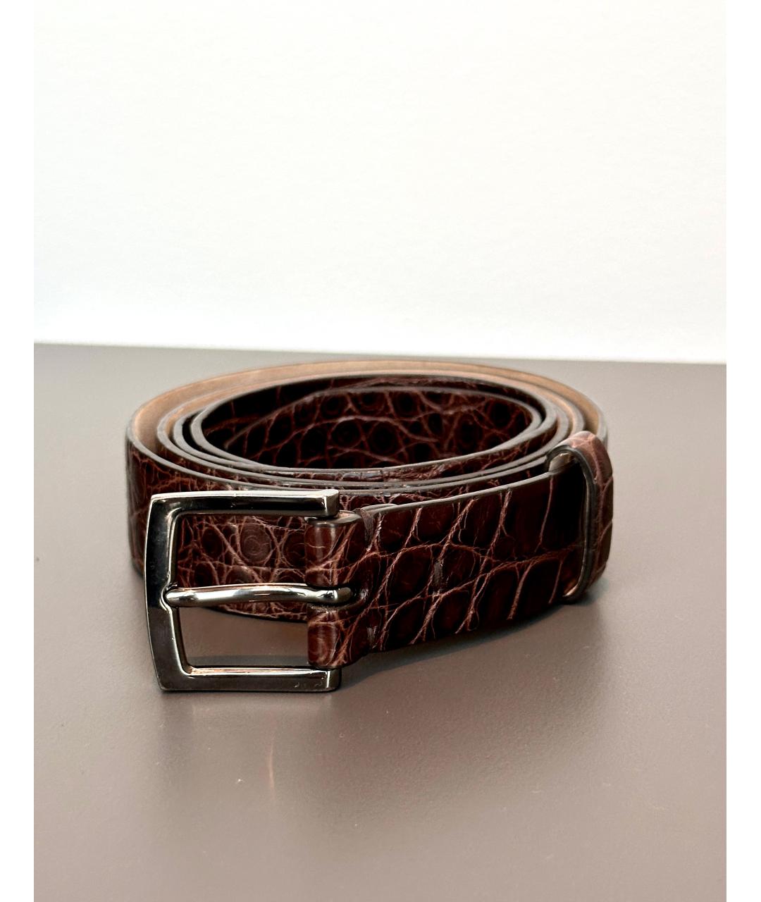 BRUNELLO CUCINELLI Коричневый ремень из экзотической кожи, фото 6