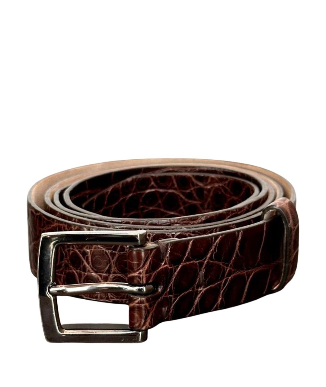 BRUNELLO CUCINELLI Коричневый ремень из экзотической кожи, фото 1