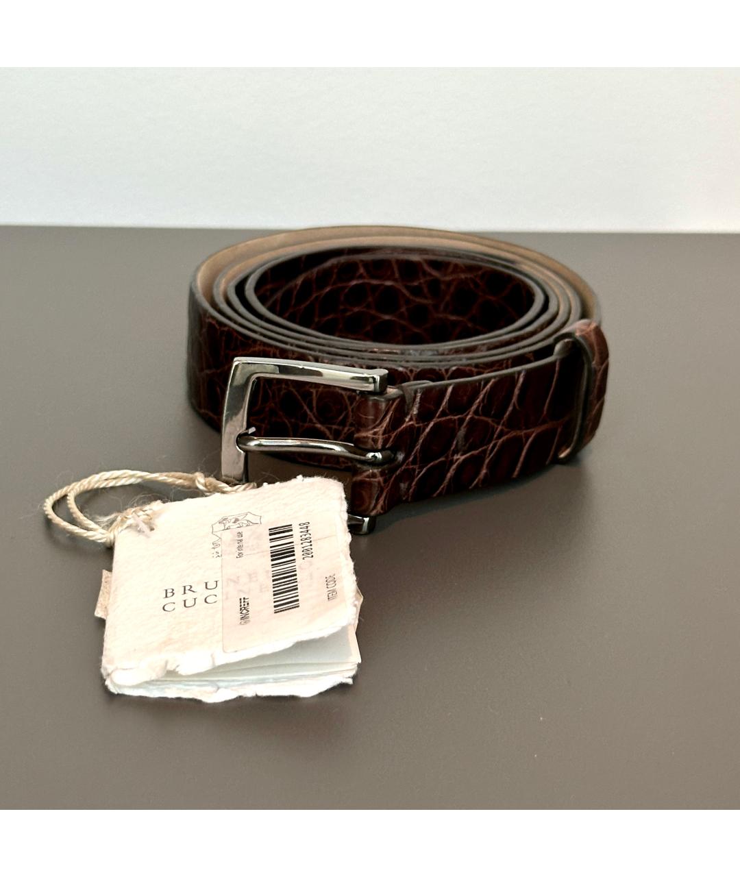 BRUNELLO CUCINELLI Коричневый ремень из экзотической кожи, фото 2