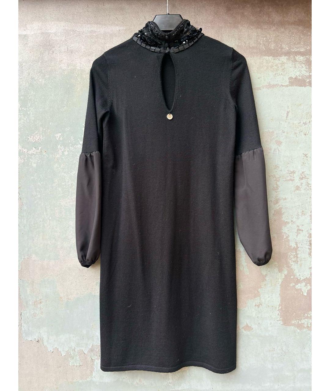 LIU JO Черное шерстяное повседневное платье, фото 5