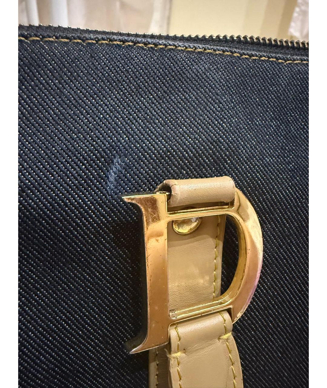 CHRISTIAN DIOR Черная деним сумка с короткими ручками, фото 3