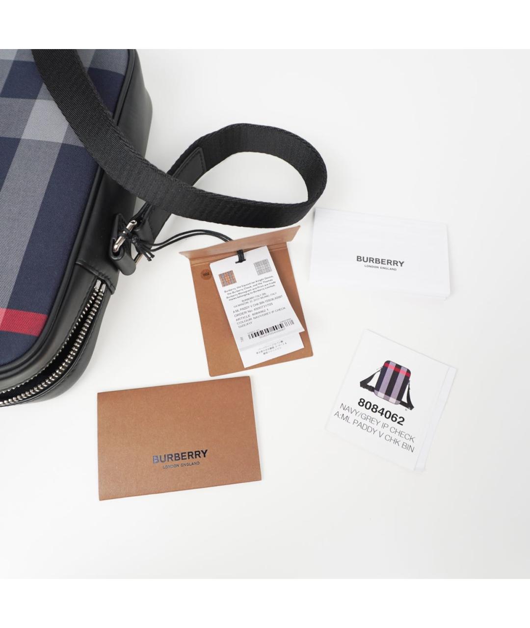 BURBERRY Темно-синяя тканевая сумка на плечо, фото 6