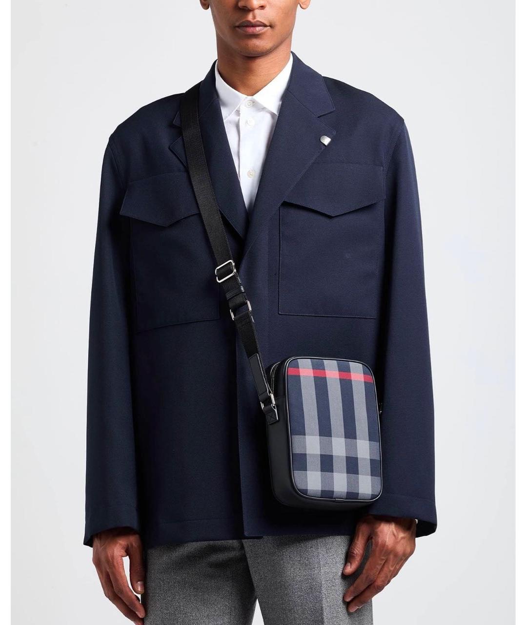 BURBERRY Темно-синяя тканевая сумка на плечо, фото 8