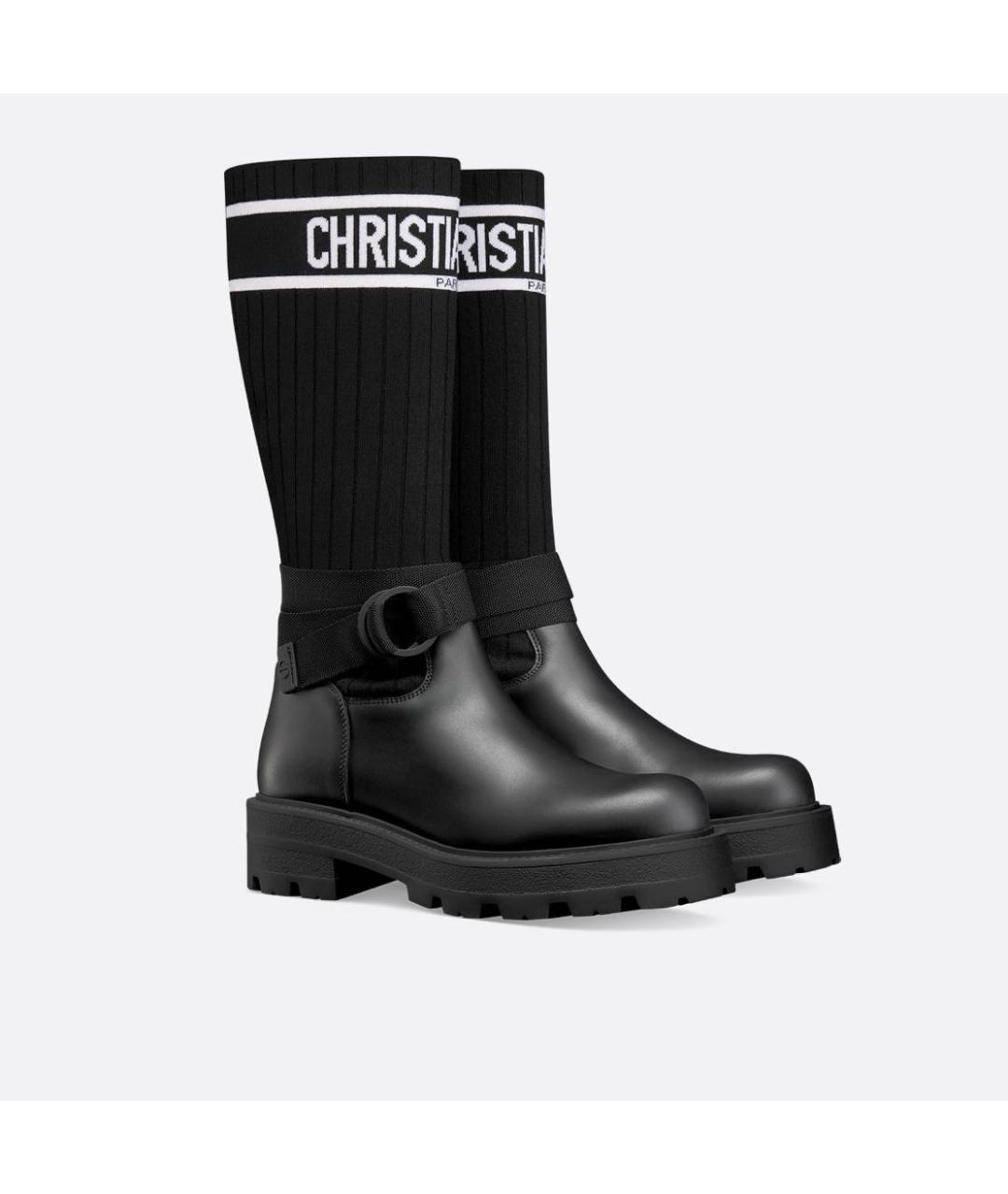 CHRISTIAN DIOR Черные кожаные ботинки, фото 4