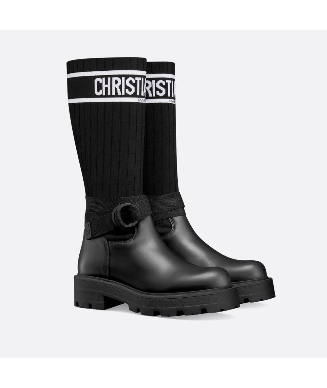 CHRISTIAN DIOR Черные кожаные ботинки, фото 3