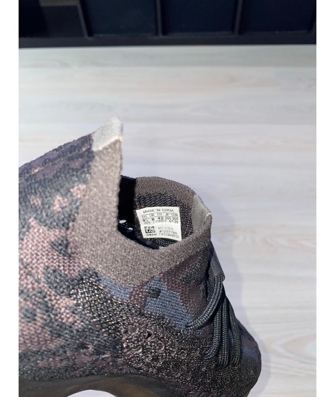 ADIDAS YEEZY Антрацитовые текстильные низкие кроссовки / кеды, фото 7