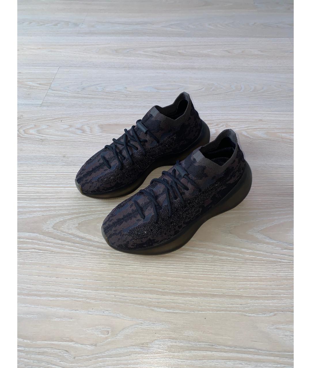 ADIDAS YEEZY Антрацитовые текстильные низкие кроссовки / кеды, фото 6