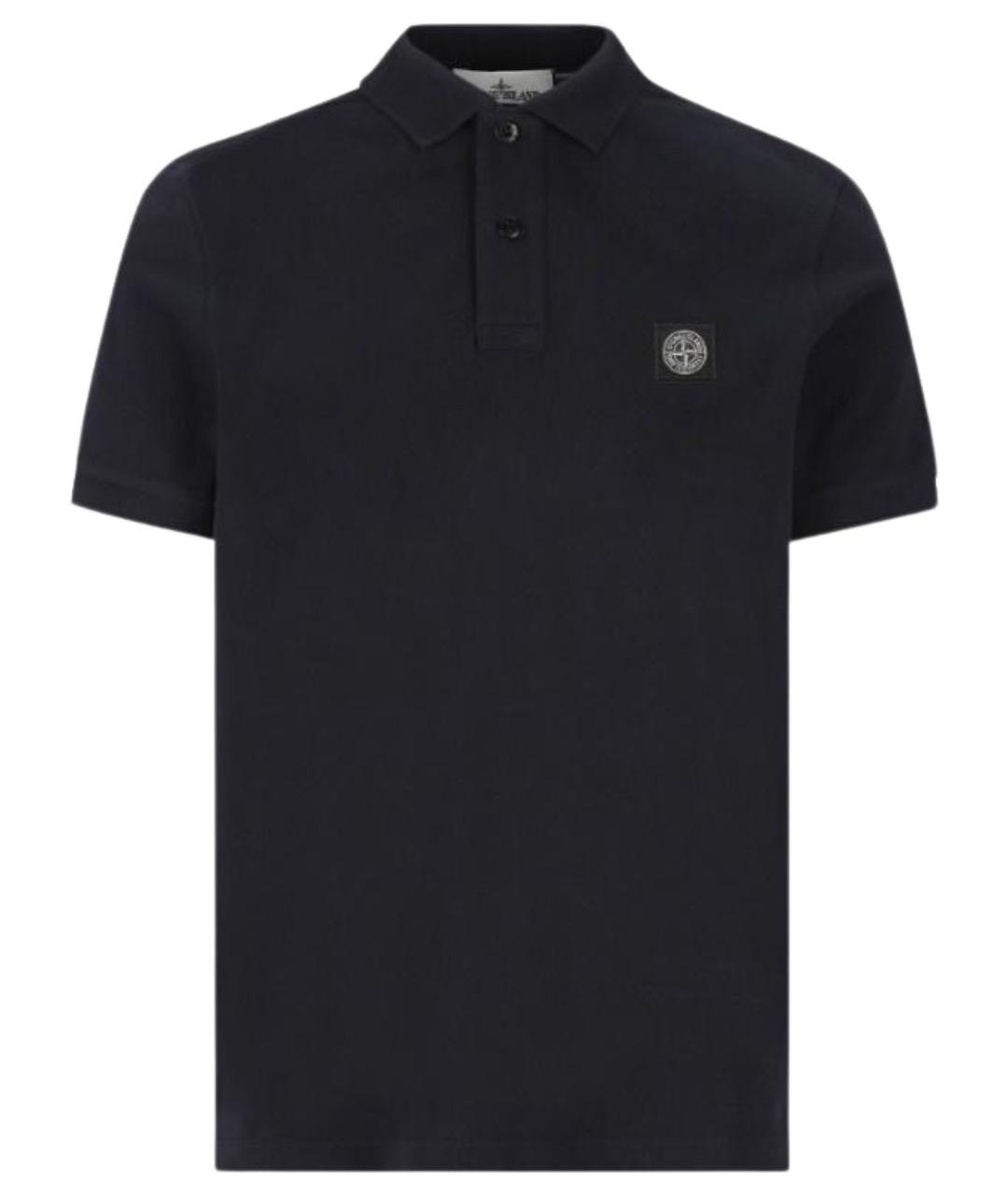STONE ISLAND Темно-синее хлопковое поло с коротким рукавом, фото 1