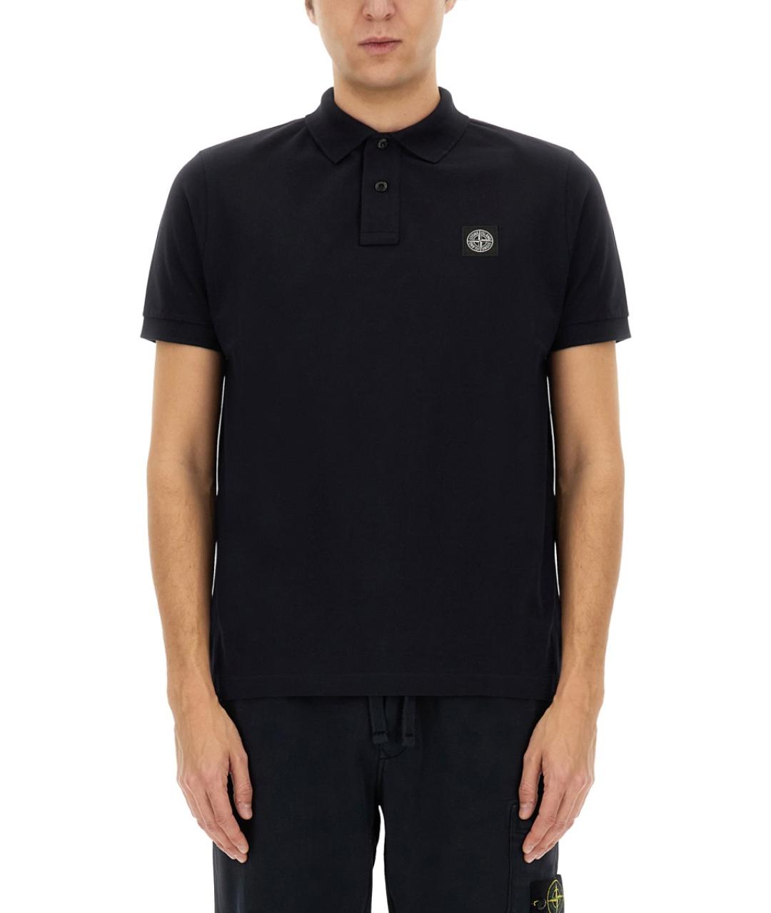 STONE ISLAND Темно-синее хлопковое поло с коротким рукавом, фото 2