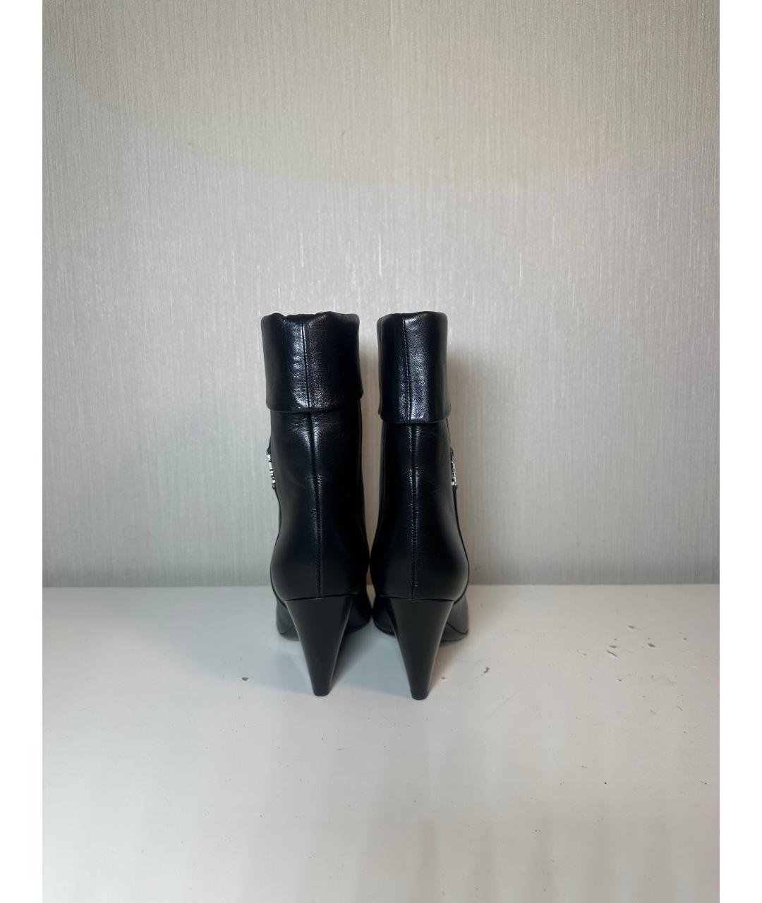 SAINT LAURENT Черные кожаные полусапоги, фото 5