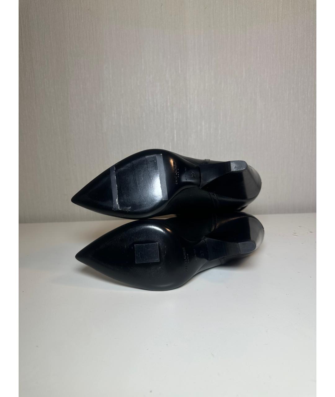 SAINT LAURENT Черные кожаные полусапоги, фото 6