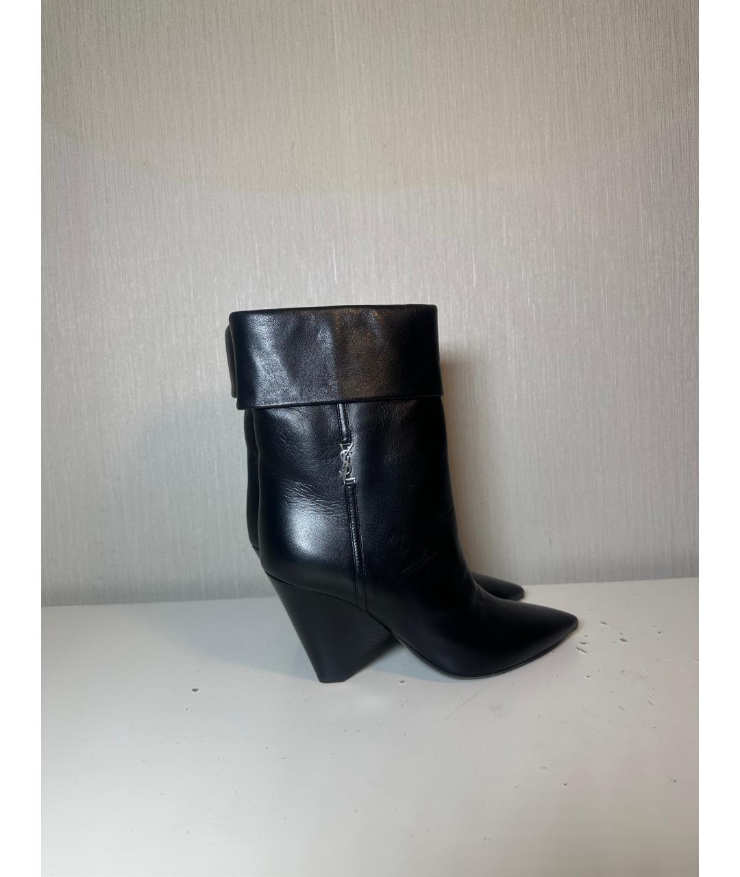 SAINT LAURENT Черные кожаные полусапоги, фото 10