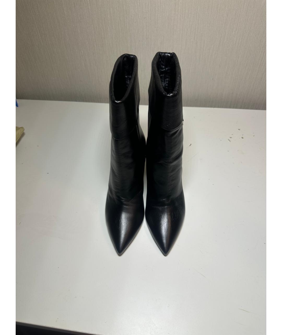 SAINT LAURENT Черные кожаные полусапоги, фото 7