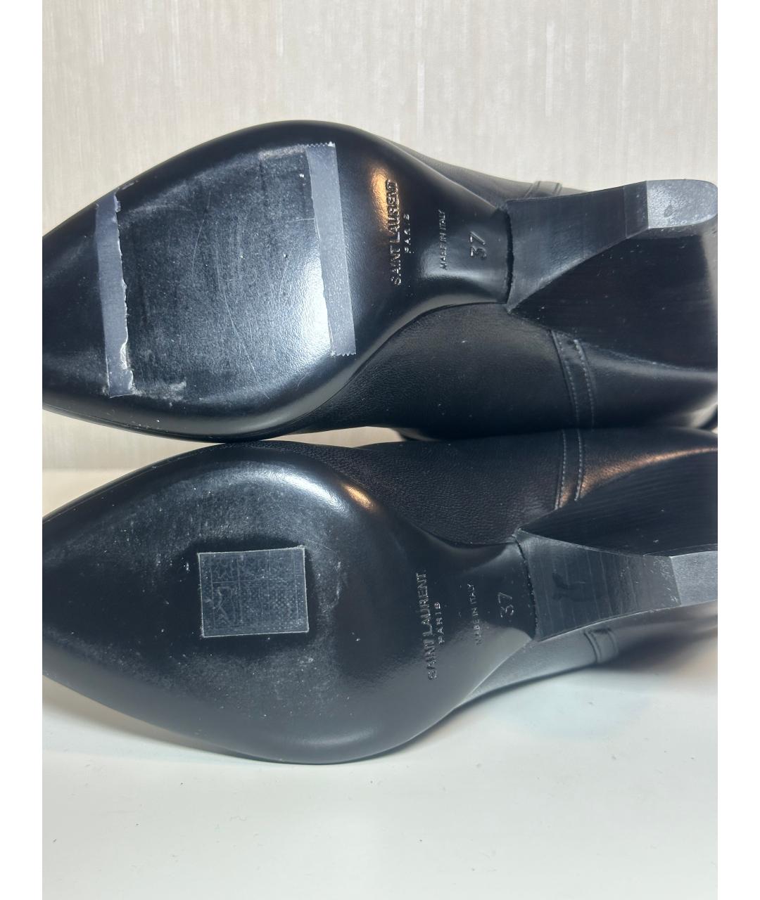 SAINT LAURENT Черные кожаные полусапоги, фото 8