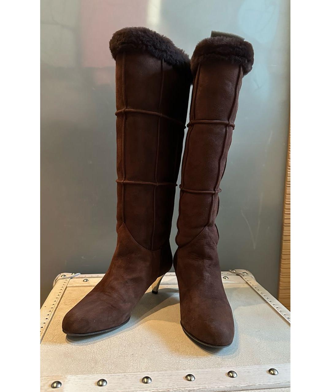 BALLY Коричневые замшевые сапоги, фото 2