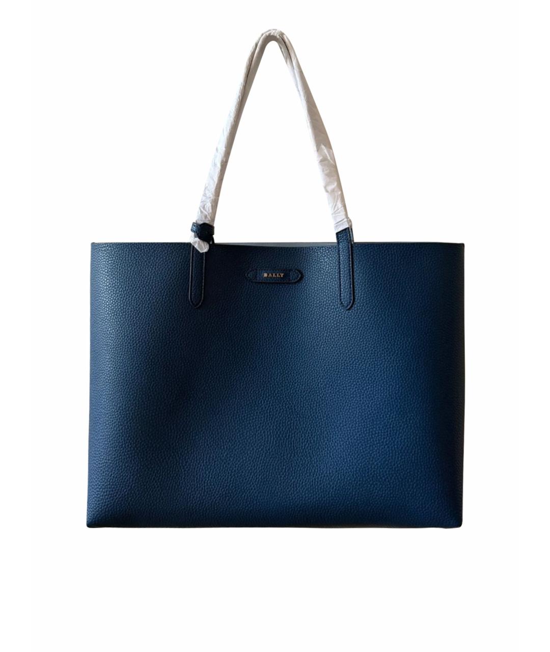BALLY Темно-синяя кожаная сумка тоут, фото 1