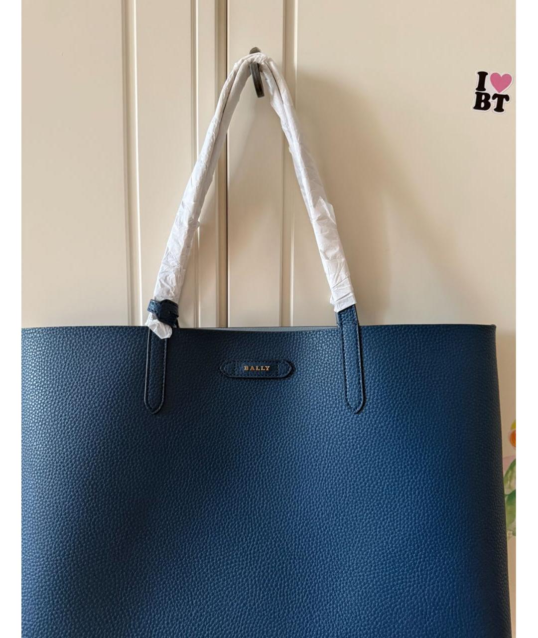 BALLY Темно-синяя кожаная сумка тоут, фото 2