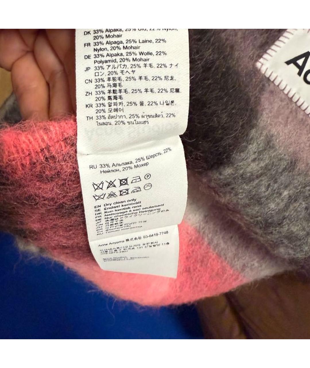 ACNE STUDIOS Розовый шерстяной шарф, фото 3