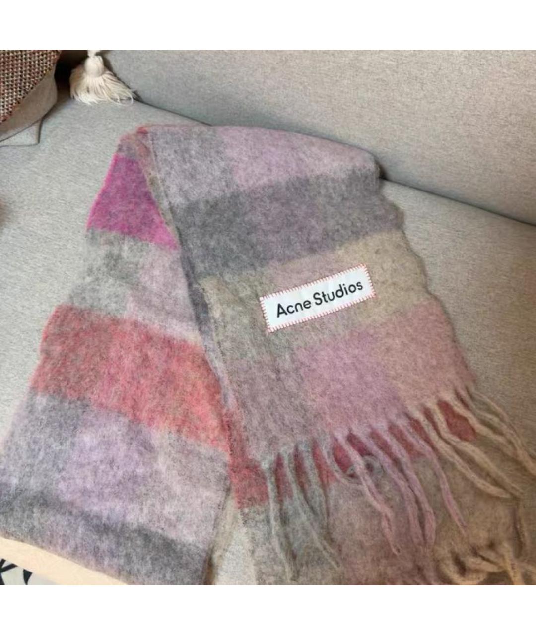 ACNE STUDIOS Розовый шерстяной шарф, фото 2