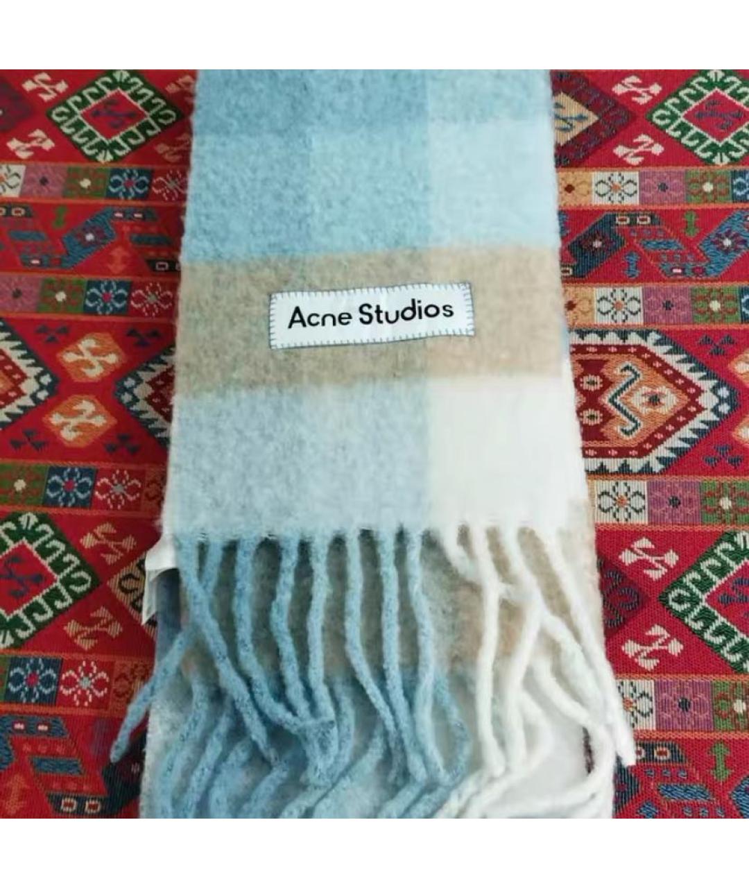 ACNE STUDIOS Голубой шерстяной шарф, фото 2