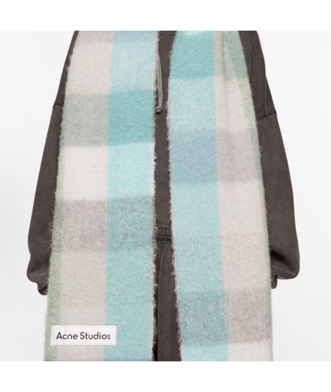 ACNE STUDIOS Голубой шерстяной шарф, фото 4