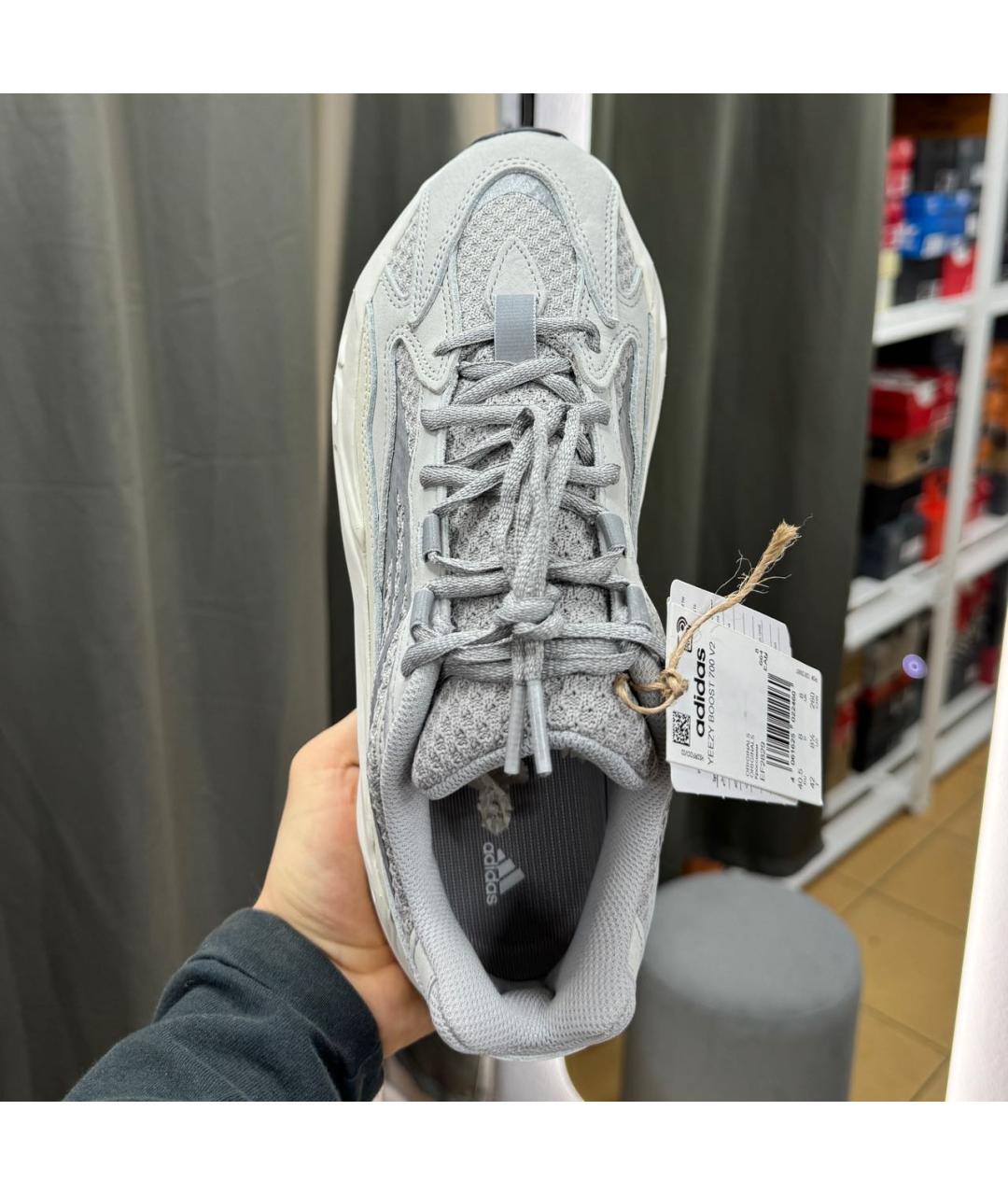 ADIDAS YEEZY Серые текстильные низкие кроссовки / кеды, фото 3