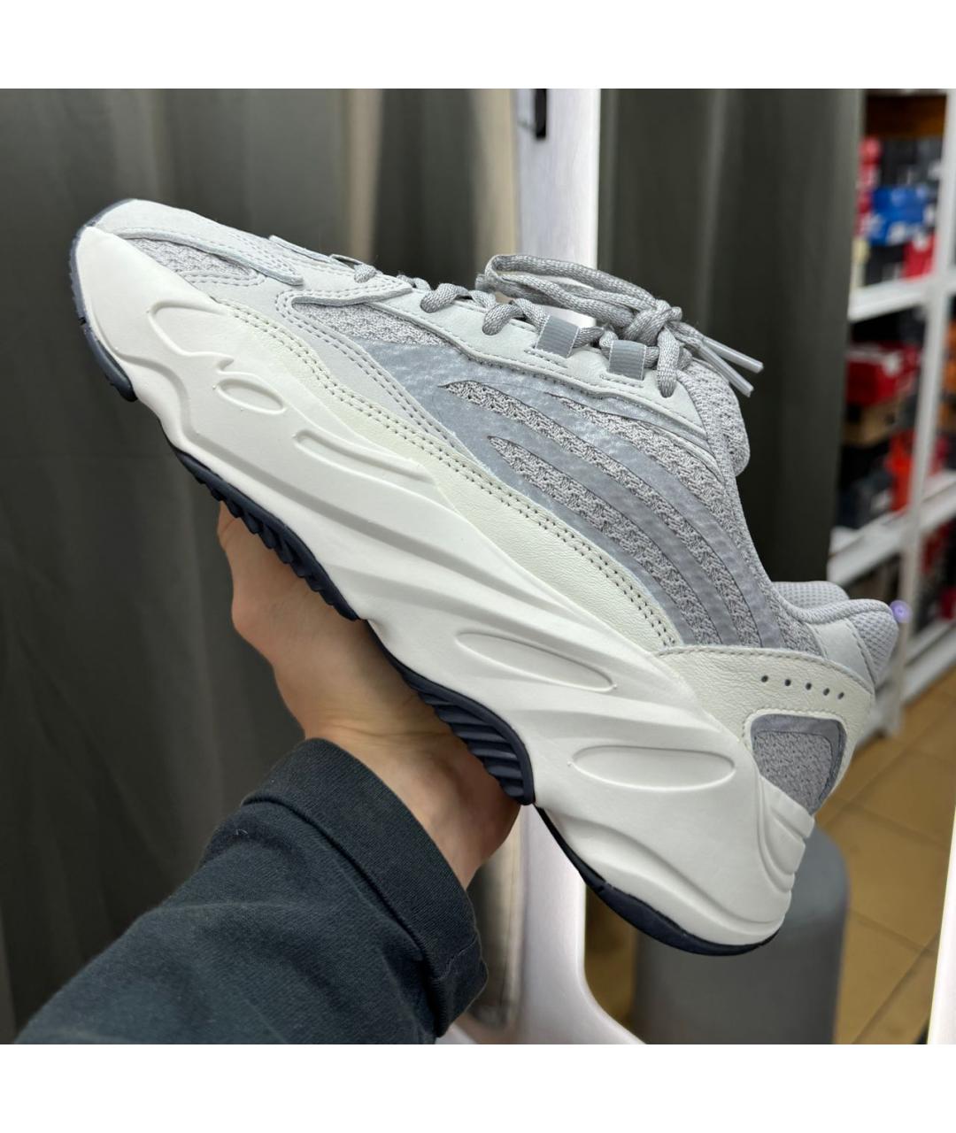 ADIDAS YEEZY Серые текстильные низкие кроссовки / кеды, фото 2