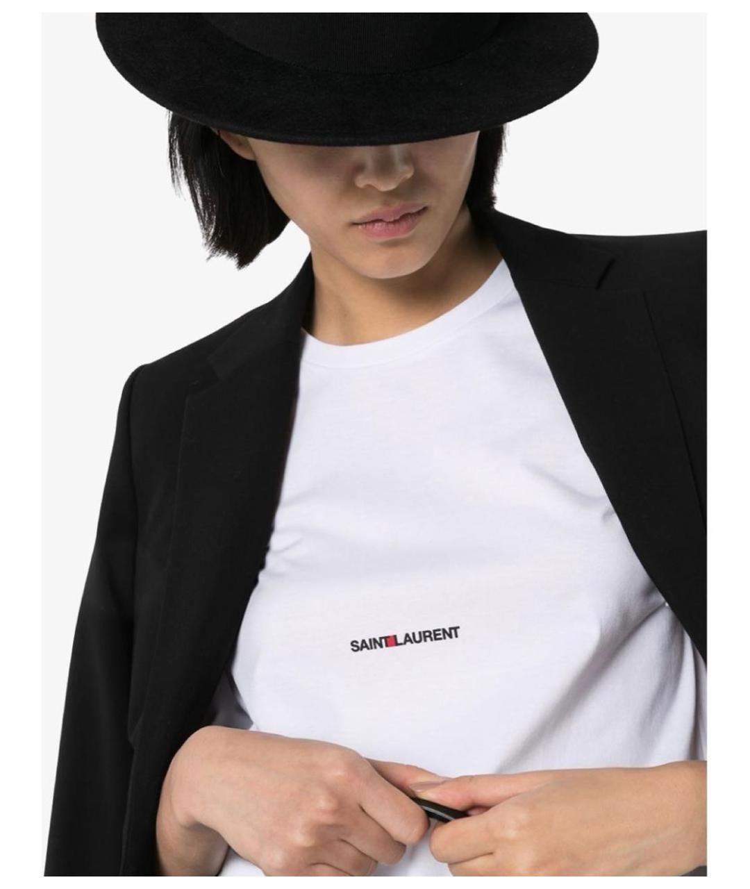 SAINT LAURENT Белая хлопковая футболка, фото 2