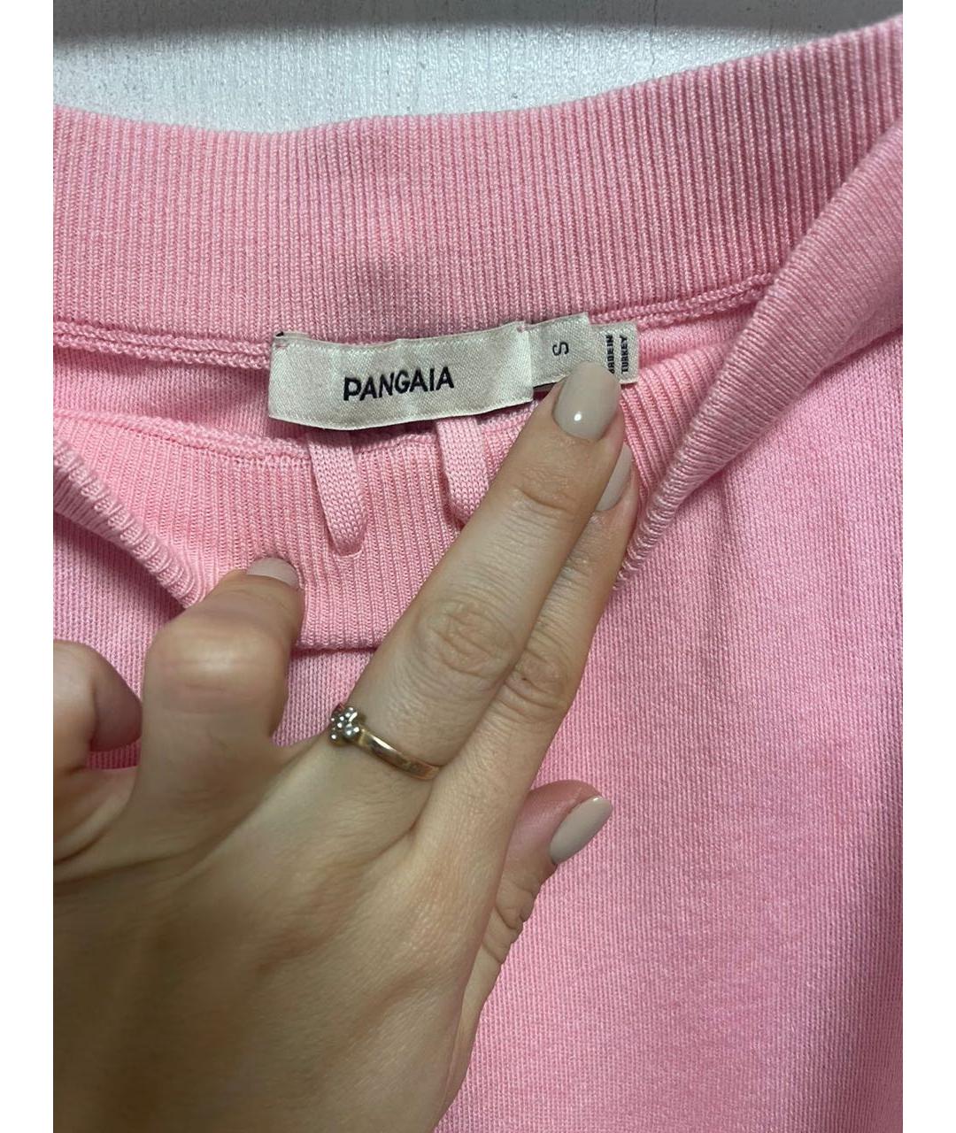 THE PANGAIA Розовые шерстяные прямые брюки, фото 4