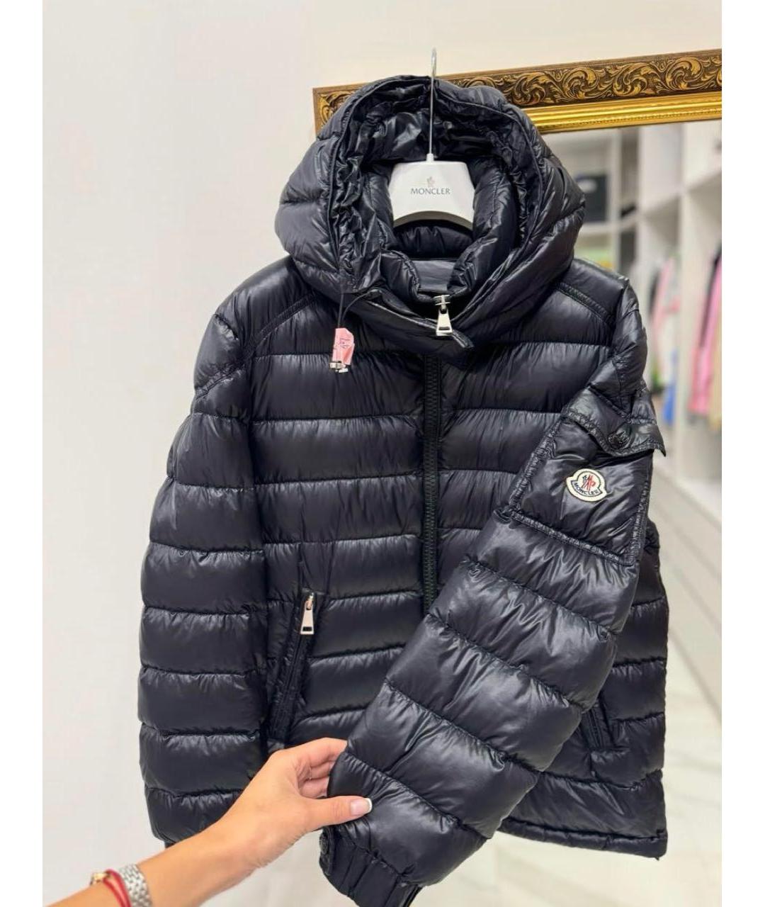 MONCLER Черный полиэстеровый пуховик, фото 6