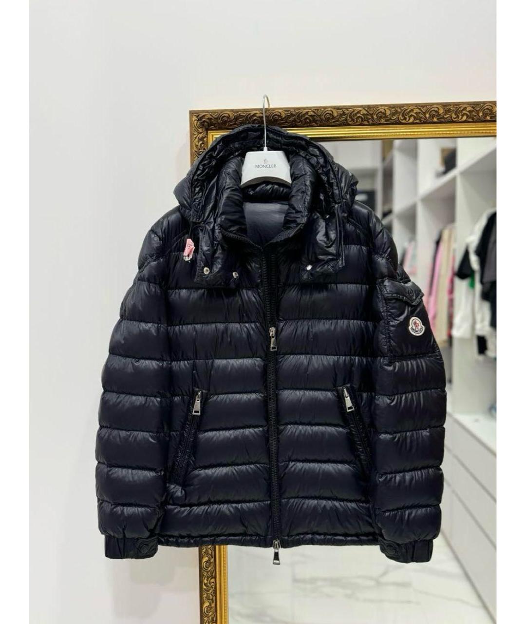 MONCLER Черный полиэстеровый пуховик, фото 2