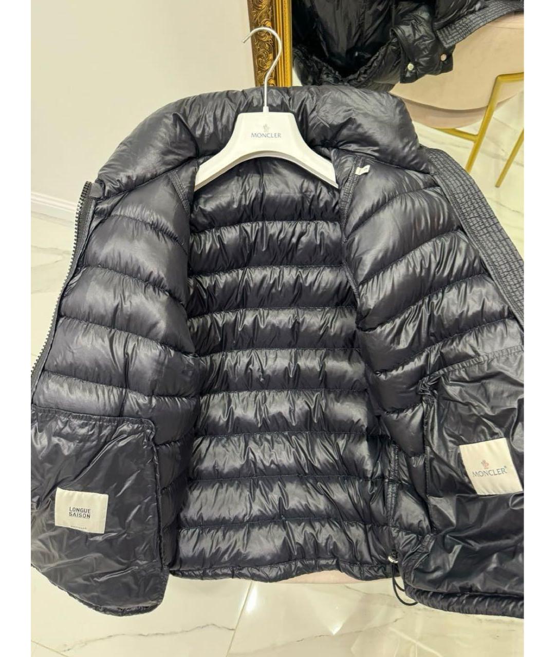 MONCLER Черный полиэстеровый пуховик, фото 4