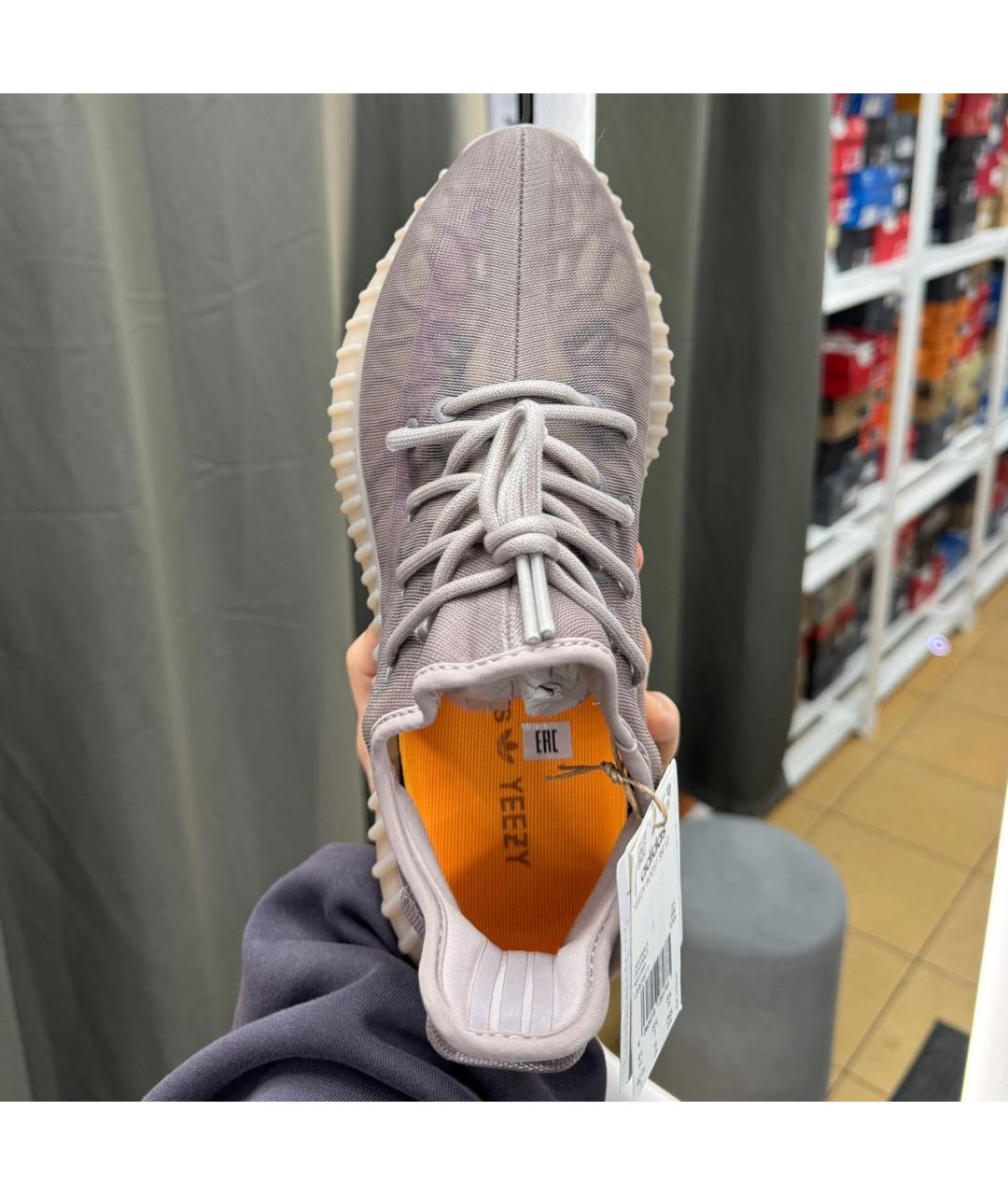 ADIDAS YEEZY Хаки текстильные низкие кроссовки / кеды, фото 3