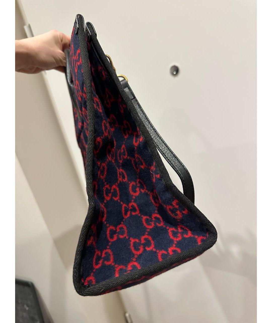 GUCCI Красная тканевая сумка с короткими ручками, фото 3