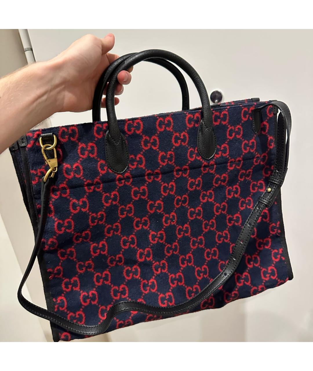 GUCCI Красная тканевая сумка с короткими ручками, фото 4