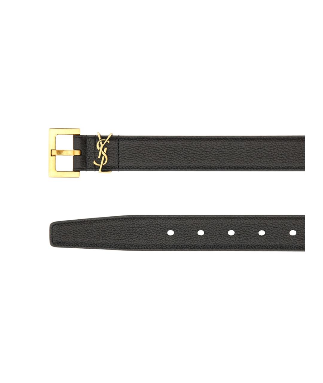 SAINT LAURENT Черный кожаный ремень, фото 3