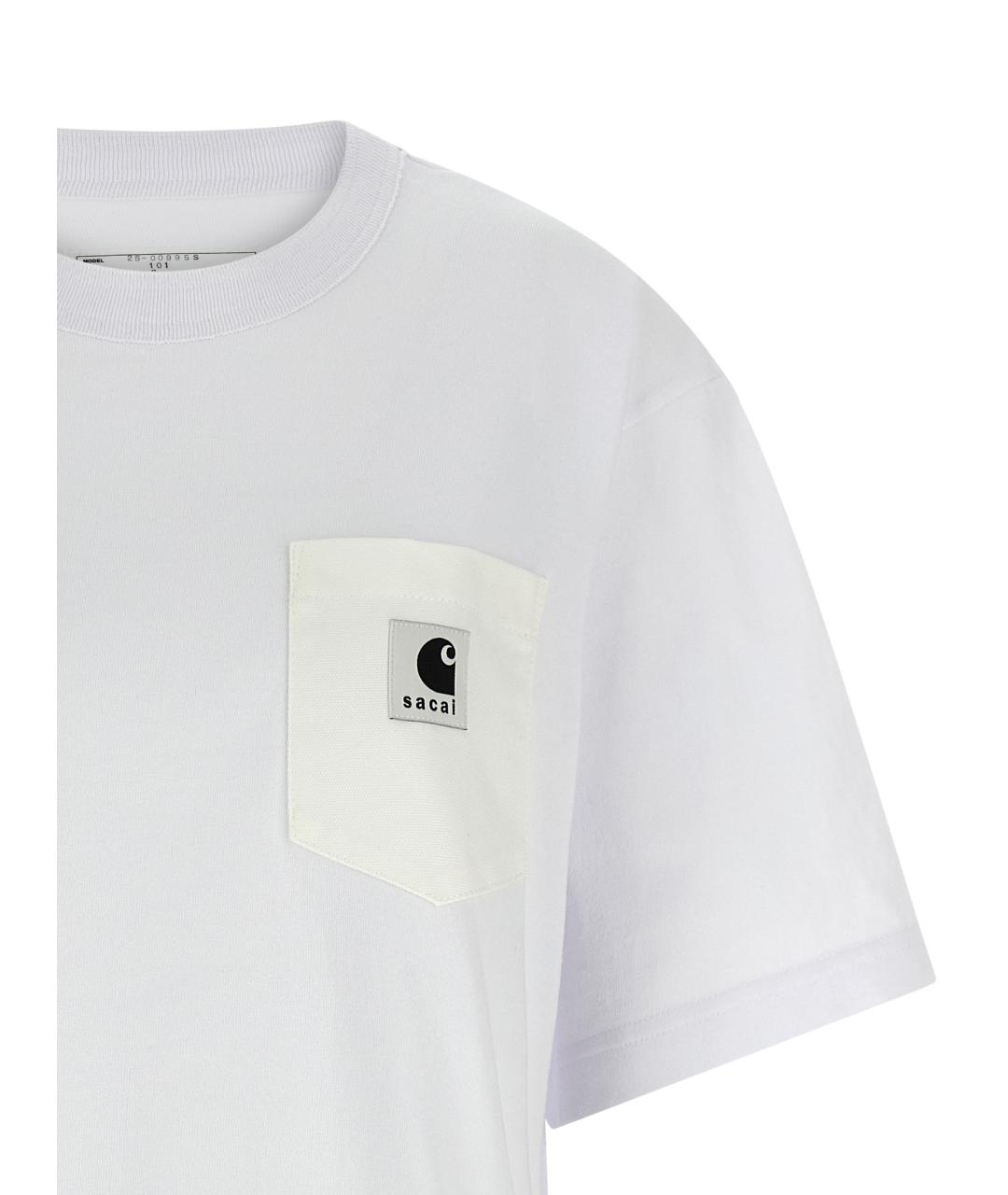 SACAI Белая хлопковая футболка, фото 3