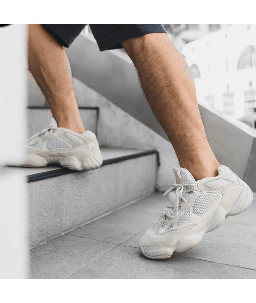 ADIDAS YEEZY Бежевые замшевые низкие кроссовки / кеды, фото 8