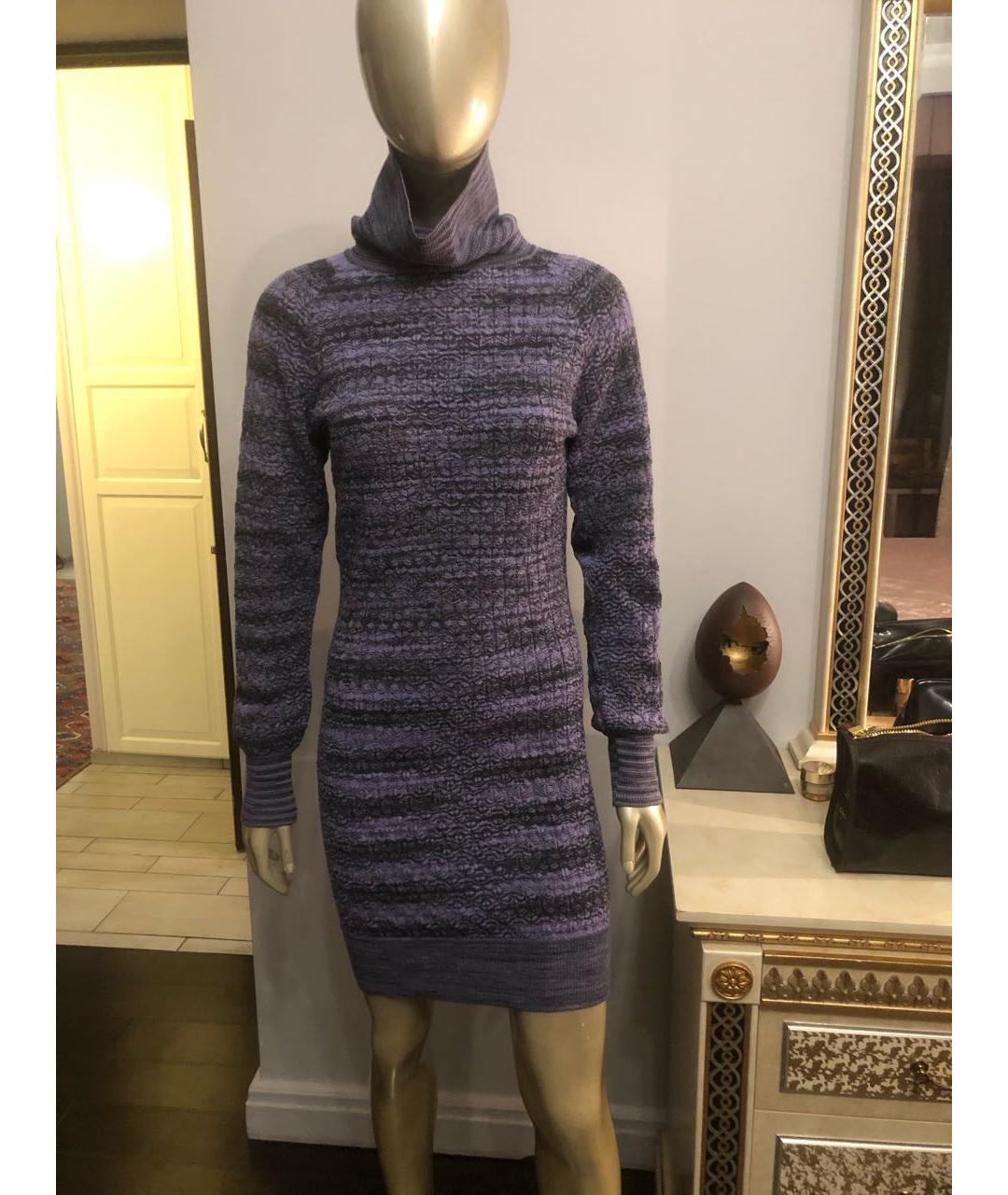 MISSONI Фиолетовое шерстяное повседневное платье, фото 8