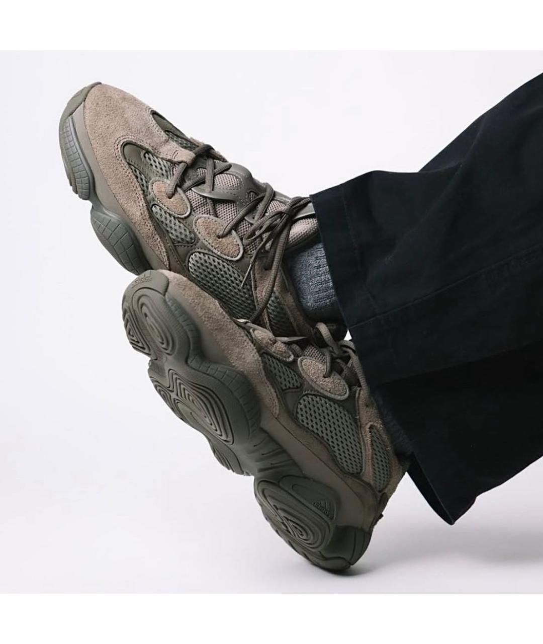 ADIDAS YEEZY Коричневые замшевые низкие кроссовки / кеды, фото 8