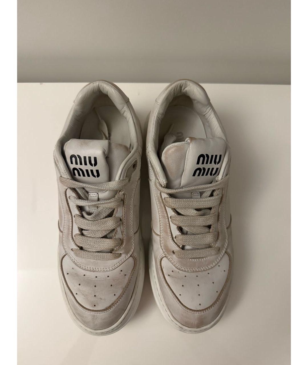 MIU MIU Белые кожаные кеды, фото 7